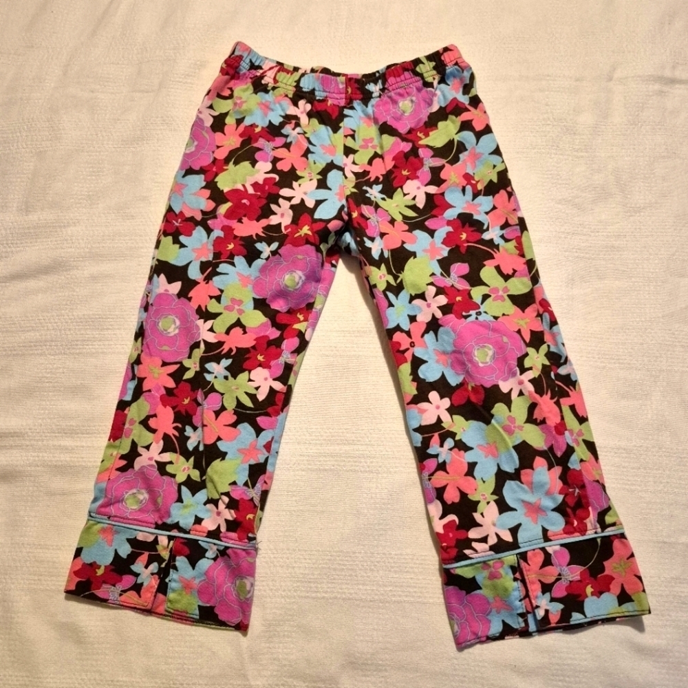 Hanna Andersson girls size 130 or 8 floral cropped pants elastic waist VGUC